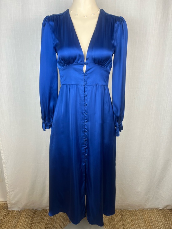Wilfred Dresses & Skirts - 💙Wilfred Royal Blue Satin Long Sleeve Button-Front Midi Dress XS 💙